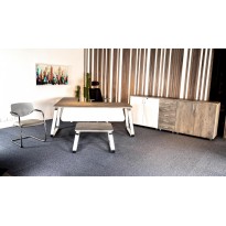 BUREAU NICE AVEC RETOUR PLATEAU EN MDF PVC PIETEMENT IMPORTE BLANC